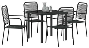 Conjunto de Jantar de 5 Peças em Rattan Preto e Aço