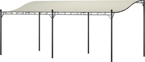 Outsunny Pérgola de Parede 3x6 m com Telhado Inclinado Orifícios de Drenagem e Estrutura Metálica Creme | Aosom Portugal
