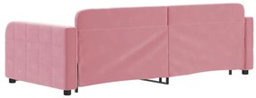 Sofá-cama com gavetão e gavetas 90x200 cm veludo rosa