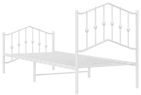 Estrutura de cama com cabeceira e pés 90x190 cm metal branco