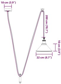 Candeeiro suspenso regulável altura E27 branco brilhante Ø22cm