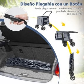 Carrinho de passeio dobrável de botão único com 4 rodas para animais de estimação de pequeno/médio porte Carrinho de passeio portátil para cães com re