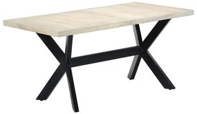 Mesa de jantar 160x80x75 cm madeira de mangueira maciça branco