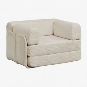 Poltrona-cama Em Veludo Cotelê Embalada A Vácuo Kyoto Linho Veludo Bege Linho - Sklum