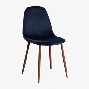 Cadeira de Veludo Glamm Cobalto & Madeira escura - Sklum