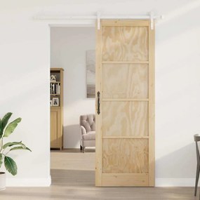 Porta Deslizante vidaXL com Conjunto de Ferragens 83x232 cm Madeira Só