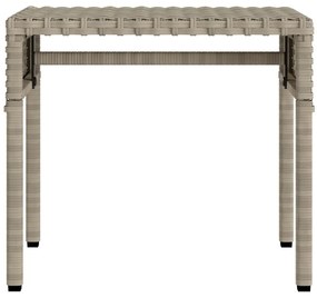 Espreguiçadeira com toldo e mesa vime PE cinzento-claro