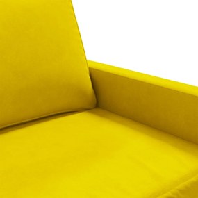 Sofá de 3 lugares 180 cm veludo amarelo