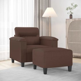 vidaXL Poltrona com apoio de pés couro artificial 60 cm castanho