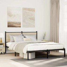 Estrutura de cama sem colchão 140x200 cm metal carvalho sonoma