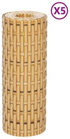 Telas de varanda 5 pcs 255x19 cm vime PE castanho-claro