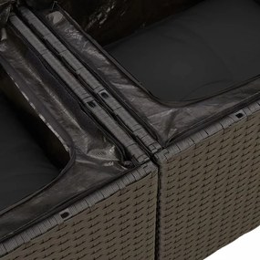 11 pcs conjunto sofás de jardim c/ almofadões vime PE preto