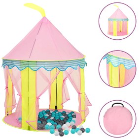 Tenda de brincar infantil com 250 bolas 100x100x127 cm rosa