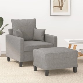 vidaXL Poltrona com apoio de pés 60 cm tecido cinzento-claro