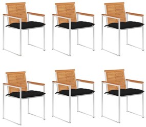 vidaXL Cadeiras de jardim 6 pcs c/ almofadões madeira de acácia maciça