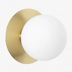 Aplique De Parede Em Ferro E Vidro Anine Dourado & Ø15 Cm - Sklum