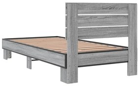 Estrutura de cama derivados de madeira e metal cinzento sonoma