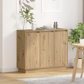 Sideboard vidaXL com LED Carvalho Artesanal 90x32x75 cm em Madeira de Engenharia