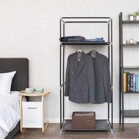 Guarda Roupa de tecido 75 x 160 x 45 cm preto