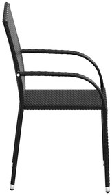 Cadeiras de exterior empilháveis 4 pcs vime PE preto