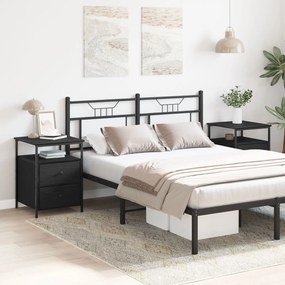 Camas de cabeceira vidaXL 2 pcs Preto Carvalho 44x45x60 cm Madeira eng