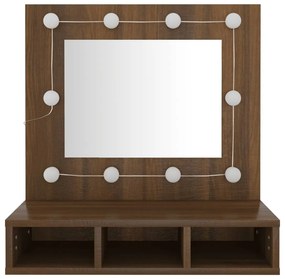 Armário espelhado com LED 60x31,5x62 cm carvalho castanho