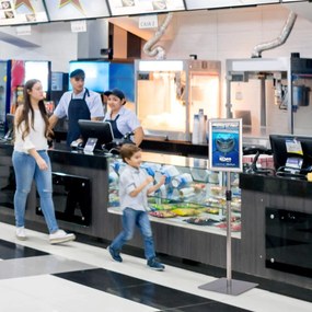 Expositor informações A4  de chão Suporte metálico ajustável e regulável Restaurantes, cafes, bares Prata