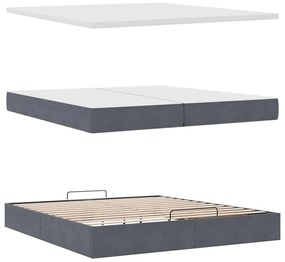 moldura de cama otomana vidaXL com colchão cinza escuro veludo