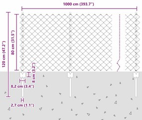 Cerca de Cadeia com 10 Postes em U Verde 0.8x10 m Aço