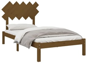 Estrutura de cama 100x200 cm madeira maciça castanho mel