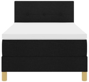 Cama Box com Colchão Preta 80x200 cm em Tecido