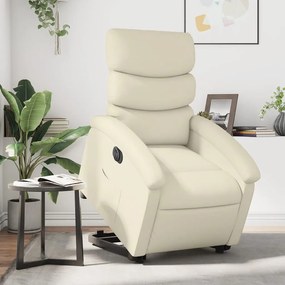vidaXL Poltrona reclinável elevatória elétrica couro artificial creme