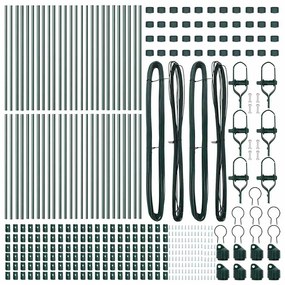 Postes de Cerca 52 peças Verde Ø32mm 100cm Aço Galvanizado