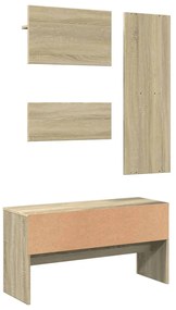 4 pcs conj. móveis corredor deriv. de madeira carvalho sonoma