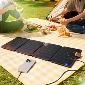 Carregador solar dobrável de 36 W, painel solar portátil com portas Type-C e USB-A, à prova de água (IP67), 89,8 x 27,9 x 1 cm, cinzento