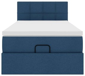 Cama otomana com colchão 90x200 cm tecido azul