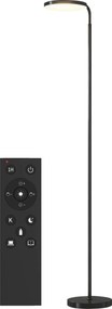 Candeeiro de pé LED 41x25x177 cm, intensidade regulável, cabeça giratória de 350°, comando magnético, preto