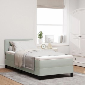 Cama Box Spring vidaXL com Colchão Cinza Claro 90x200 cm Veludo