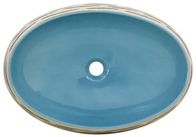 Lavatório de bancada oval 59x40x15 cm cerâmica multicor