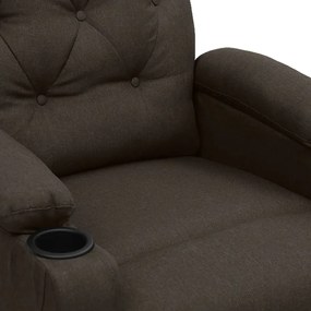 Poltrona elevatória de massagens tecido castanho-escuro