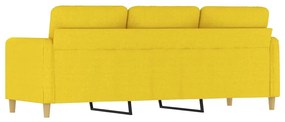 Sofá de 3 lugares 180 cm tecido amarelo-claro
