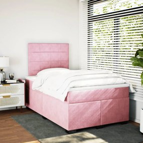 Cama boxspring com colchão 120x200 cm veludo rosa