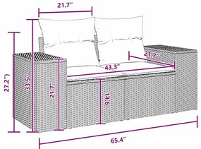 Conjunto de Sofá de Jardim com 8 Peças e Almofadas em Preto, Rattan Si