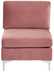 Sofá de canto de 4 lugares em veludo rosa com repousa-pés versão à esquerda EVJA Beliani