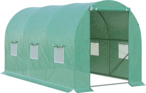 Outsunny Estufa de Túnel de Jardim 8 m² com Porta e Janelas, Aço Galvanizado, Verde | Aosom Portugal