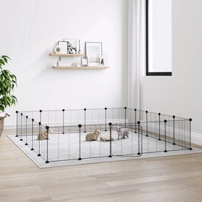3114025 vidaXL Gaiola p/ animais de 20 painéis c/ porta 35x35 cm aço preto