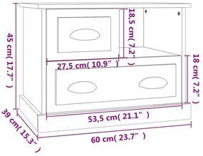 Mesa de cabeceira 60x39x45 cm cinzento sonoma