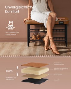 Banco de sapatos Coleção EKHO 30 x 80 x 50 cm castanho caramelo