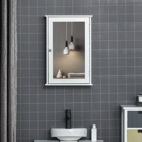 Armário de Casa de Banho com Espelho Armário com Espelho para Casa de Banho com 1 Prateleira Estilo Moderno 41x14x60 cm Branco