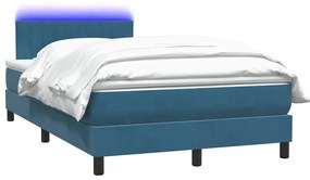 Cama com molas/colchão 120x210 cm veludo azul-escuro